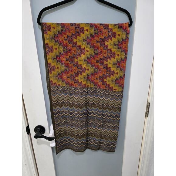Vintage Adrienne Vittadini Silk Scarf Abstract Zigzag Chevron 34x34 Japan - Picture 1 of 4